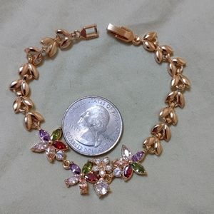 New multi color cz flowers shape gold filled bracelet